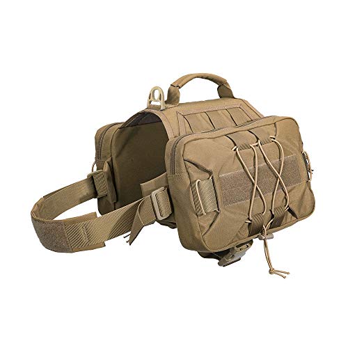 EXCELLENT ELITE SPANKER Service Jagd Hund Rucksack Rucksack Hundegeschirr Satteltasche Hunderucksack Einstellbar Molle Hund Rucksack für Mittelgroße Large Hunde(Braun)