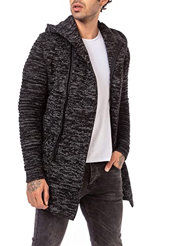 Redbridge Cardigan Herren Mantel Lange Strick-Jacke Schwarz L