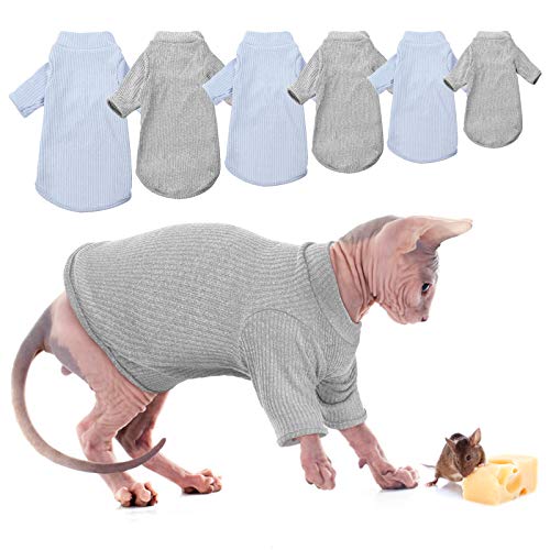 Haarlose Katzen-Weste Rollkragenpullover, atmungsaktiv, entzückende Katzenbekleidung, Pullover Kätzchen-T-Shirts mit Ärmeln, Katzen-Pyjama Jumpsuit für Sphynx, Cornish Rex, Devon Rex, Peterbalg