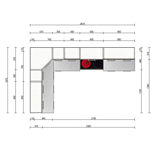 Vicco Küche Rick Eck/Winkel-Küchenzeile Küchenblock Einbauküche 270 cm Sonoma - Frei kombinierbare Einheiten - R -Line