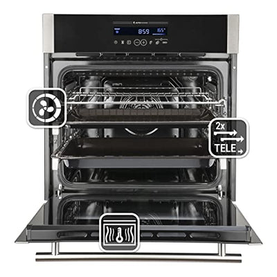 KKT KOLBE/Einbau-Backofen 60cm / 70L / 3,2kW / Drehspieß/Pizzafunktion/Grill/Heißluft/Teleskopauszüge/Automatik-Timer / EB8016ED