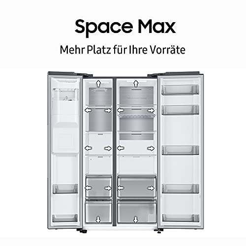 Samsung RS6GA854CSL/EG Side-by-Side Kühlschrank, 178 cm, 635 ℓ, WiFi-Steuerung, 35 dB(A) Geräuschlevel, Wasser- und Eisspender, Metal Cooling, Wassertank, Edelstahl Look