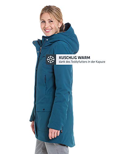 wind- und wasserdichter Damen Parka mit verstellbarer Taille, Wintermantel mit 4-Wege-Stretch und Teddyfutter