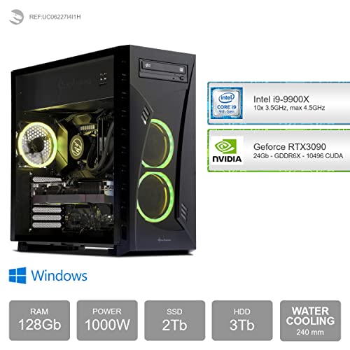 Sedatech Wasserkühlung Pro Gaming PC • Intel i9-9900X 10x 3.5GHz • Geforce RTX3090 • 128GB RAM • 2TB SSD M.2 • 3TB HDD • Windows • Desktop Computer