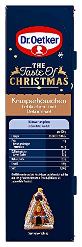 Dr. Oetker Knusper-Häuschen, Lebkuchenhaus und Dekorierset zum Basteln und Verzieren für die Weihnachtszeit - 403 g