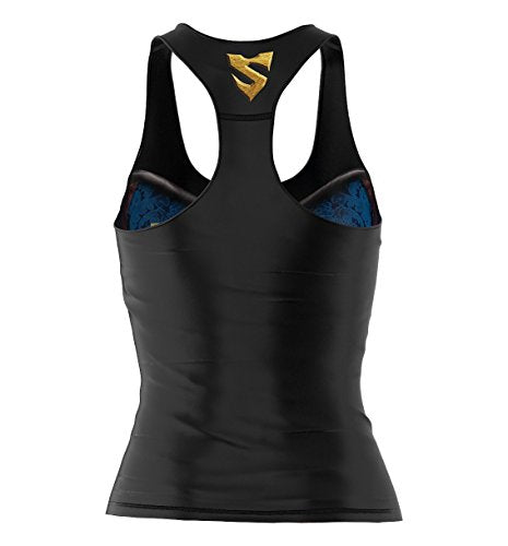 SMMASH Steampunk Damen Compression Sport Tank Top, Funktionsshirt für Crossfit, Fitness, Laufen, Fit Cut Sporttop Damen Atmungsaktiv und Leicht, Tanktops Frauen, Hergestellt in der EU (S)