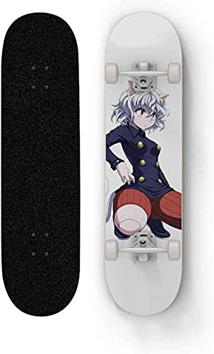 Skateboard Complete Board Hunter × Hunter: Neferpitou, 7-Layer-Ahorn 95A Rollerhärte-Funboard, Ladung 100 KG Double Rocker Weihnachtsgeschenke für Jugendliche