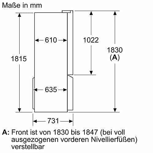 Siemens KF96NVPEA iQ300 French Door Kühlschrank, 183 x 91 cm, 405 L Kühlen + 200 L Gefrieren, hyperFresh längere Frische, noFrost nie wieder abtauen, superCooling schnellere Kühlung