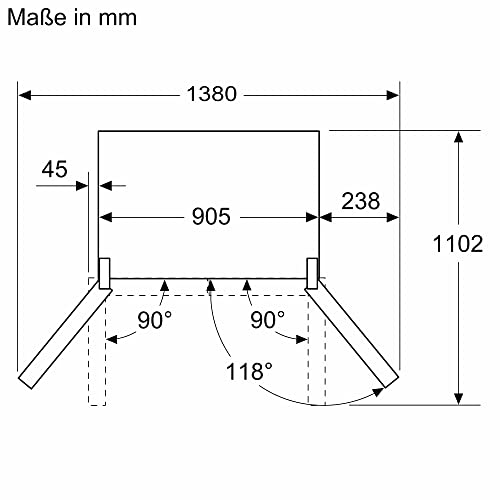 Siemens KF96RSBEA iQ700 Smarte Multi-door Kühl Gefrierkombination, 183 x 90,6 cm, 401 Litre Kühlen + 171 Litre Gefrieren, Nofrost nie wieder abtauen, Supercooling schnellere Kühlung,Icetwister,Schwarz