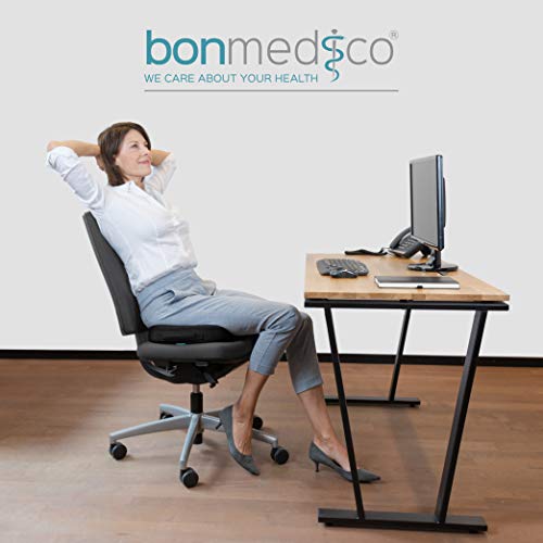 bonmedico Sitzkissen orthopädisch - Memory Foam Gel Steißbeinkissen - Ergonomisches Sitzkissen für Auto & Bürostuhl, Rollstuhlkissen - Wellness Weihnachtsgeschenke - Schwarz Netz (Standard)