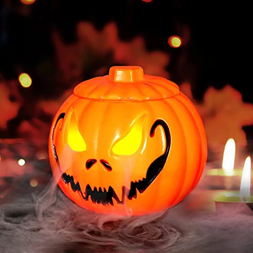 Halloween Ultraschall-Nebelmacher,Mini Nebelmaschine mit Halloween Kürbis Eimer,Vernebler für Halloween Party,Halloween Deko Kürbis mit LED Beleuchtet,Halloween Decoration für Tischdeko Garten