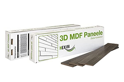 HEXIM Wandverkleidung - Stilvolle 3D Paneele mit 7 Verlegevarianten, Holzpaneele aus MDF - (1,13qm Eiche Sonoma) Wandverblender Paneel Verkleidung Innenbereich