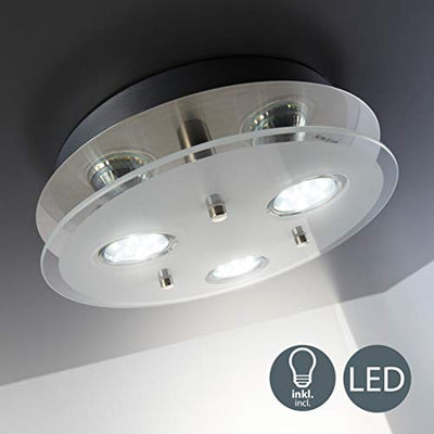 B.K.Licht I Deckenleuchte LED I Deckenstrahler I Deckenlampe I warmweiße Lichtfarbe I inkl. 3 x 3W 250 lm GU10 I matt nickel I IP20