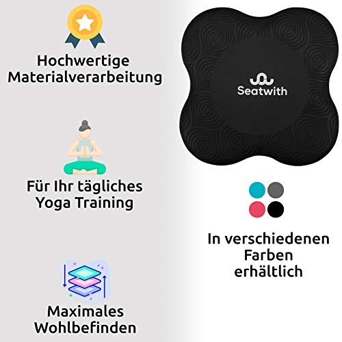 Yoga-Knie-Pad 2er Pack Kniekissen mit Transportbeutel+Trainingsanleitung PDF Maximale Entlastung und Unterstützung der Knie Handgelenke und Ellbogen Knieschoner 20 x 20 cm Fitness Pilates SCHWARZ