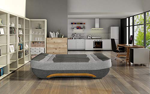 Sofa mit Schlaffunktion und Bettkasten, Couch für Wohnzimmer, Schlafsofa Federkern Sofagarnitur Polstersofa Wohnlandschaft mit Bettfunktion - Feba (Schwarz+Blau (Alova 04+Alova 29))