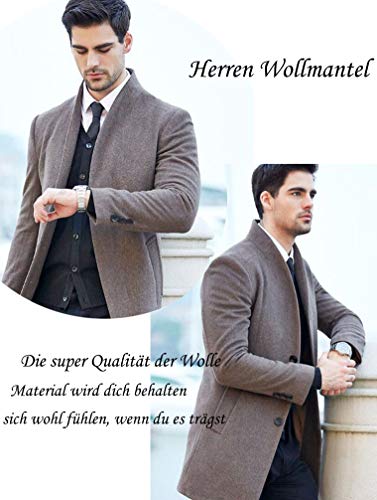 FTCayanz Herren Mantel Business Wollmantel Warm Wintermantel Lange Jacken Grau L