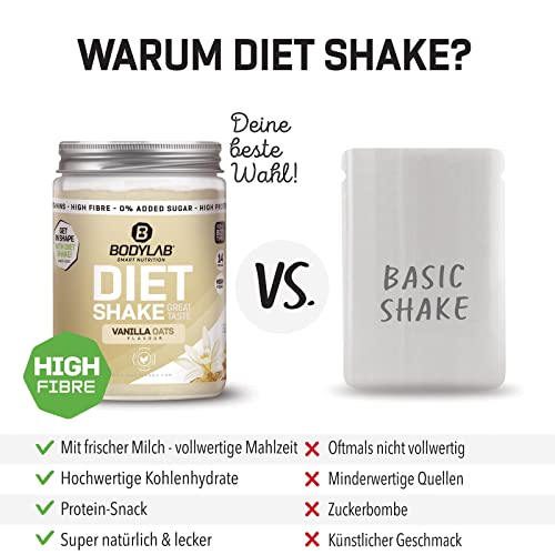 Bodylab24 Diet Shake Hazelnut Oats Flavouring 420g, Diät-Shake zum einfachen Abnehmen, Mahlzeitersatz mit wertvollen Ballaststoffen und Eiweiß, nur 250 kcal pro Portion