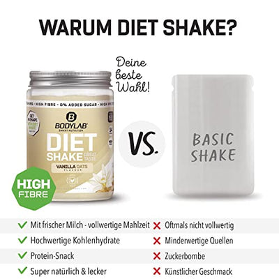 Bodylab24 Diet Shake Hazelnut Oats Flavouring 420g, Diät-Shake zum einfachen Abnehmen, Mahlzeitersatz mit wertvollen Ballaststoffen und Eiweiß, nur 250 kcal pro Portion