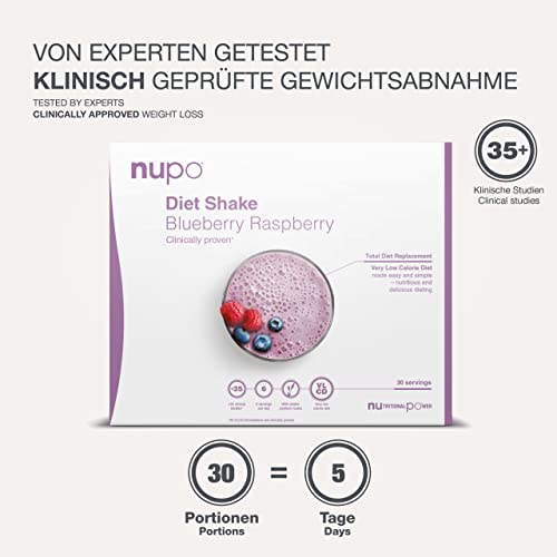 Nupo Diet Shake Blaubeer-Himbeer – Premium Diät-Shake zum Abnehmen I Kompletter Mahlzeitersatz zum Abnehmen I 30 Portionen I Very low calorie diet, glutenfrei, GMO frei