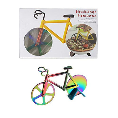 Toskope Fahrrad-Pizzaschneider,Edelstahl Doppel Pizza Schneider, Pizzaschneider aus Antihaftbeschichtetem Edelstahl, Geeignet für Küche ,Partys usw,Ideal als Weihnachtsgeschenk（Mehrfarben）