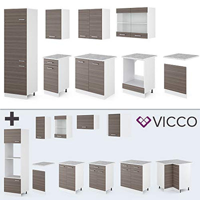 Vicco KÜCHE R-LINE 300 cm KÜCHENZEILE KÜCHENBLOCK EINBAUKÜCHE – EDELGRAU