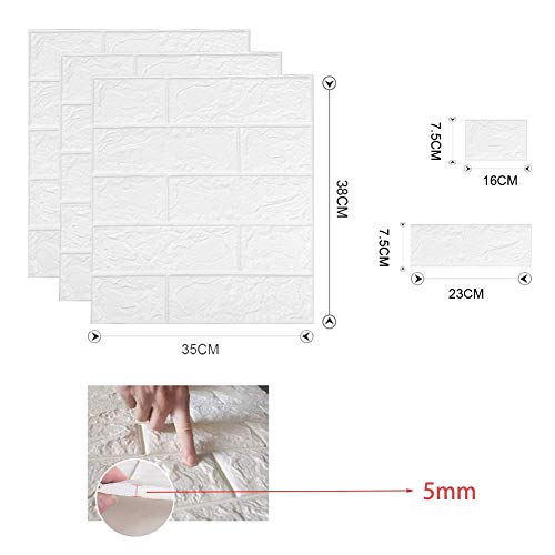 CXING 10 Stück 3D Ziegel Tapete, Selbstklebend Wandpaneele, Wasserfest Wandaufkleber, Wallpaper, DIY Imitation Brick Self Adhesive Wall Sticker für Badezimmer, Schlafzimmer, Wohnzimmer, Balkon, Küchen