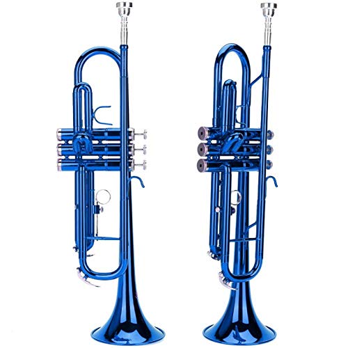 Blasinstrument, professionelle Trompete, abnehmbarer Hornmund Schönes Aussehen für Weihnachtsgeschenke Instrumentenliebhaber(blue)