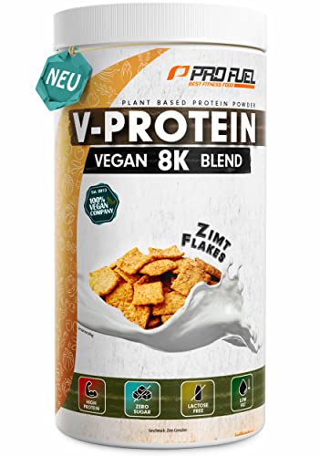 Vegan Protein – Zimt-Flakes - V-Protein 8K Blend - unglaublich lecker & cremig - mit Protein aus Sonnenblume, Reis, Erbse, Hanf, Kürbis uvm. - pflanzliches Proteinpulver mit 79% Eiweiß