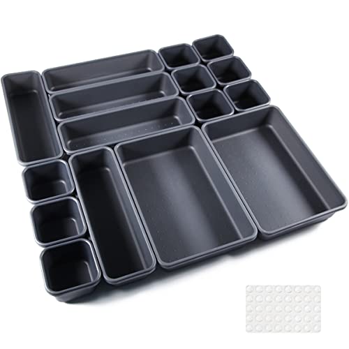 Schubladen Einlagen 16 Stk Trennsystem Gewürz Organizer Schublade Schwarz Trenner Bad Organizer Boxen Set mit 40 Silikon-Anti-Rutsch-Kugel Hemnes Kommode Küche Schreibtisch Utensilien