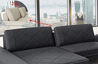 XXL Sofa Wohnlandschaft Bari in Leder Sofa mit USB-Anschluss Kopfstützen LED-Licht Ledersofa Designersofa Couch (Ottomane Links (auf Sofa blickend), Weiss)