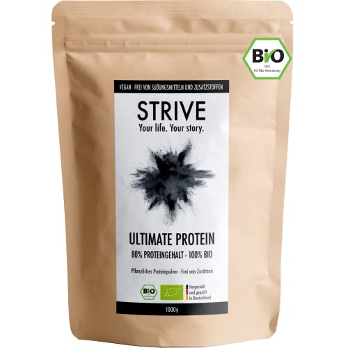 ULTIMATE PROTEIN 100% BIO Vegan: 1 Kg Pflanzliches Bio-Proteinpulver aus gesprosstem Reis, Erbse und Hanf - Frei von Aromen und Süßungsmitteln aus Liebe zum Bizeps - Veganes Eiweiß-Pulver DE-ÖKO-039