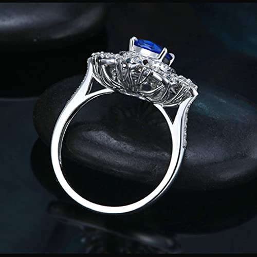 Schmuck Ringe Damen, Ring Jewelry 18 Karat (750) Weißgold mit 1,3ct Blau Ovalschliff Saphir Größe 67 (21,3)