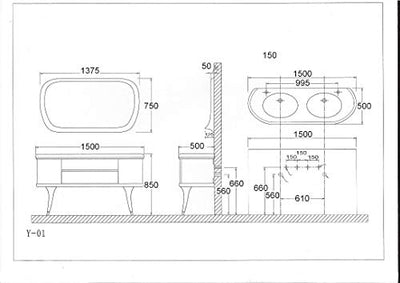 Doppelwaschtisch Set Design Waschtisch Set Marmorplatte Waschtisch Marmor 150 x 85 x 50