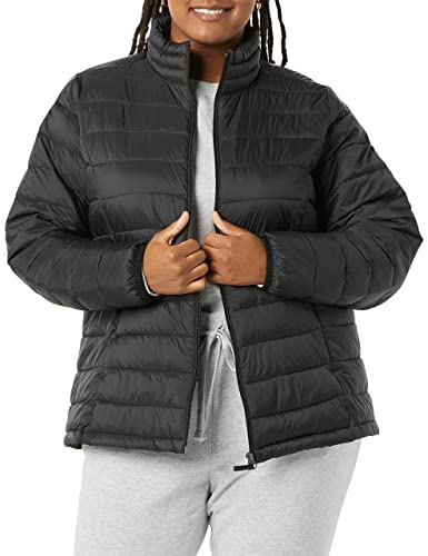 Amazon Essentials Damen Leichte, Langärmelige Pufferjacke, Wasserbeständig (Erhältlich in Übergröße), Schwarz, M