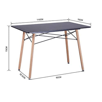 FURNITABLE Esstisch Esszimmertisch Skandinavisch Buchenholz Küchentisch MDF Rechteckig Schwarz 110 x 70 x 74 cm