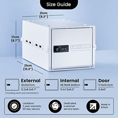 Lockabox One™ | Kompakte und hygienische Verschlussbox für Lebensmittel und Medikamente sowie zum sicheren Aufbewahren von Gegenständen zu Hause (Opal White)