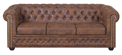 Küchen-Preisbombe Edles Chesterfield Sofa 3 Sitzer in Mikrofaser Vintage braun Couch Polstersofa