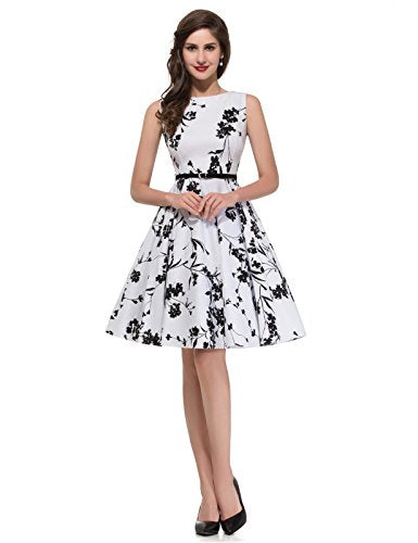 GRACE KARIN Blumen Kleid Rockabilly Damen gürtel Kleid festlich Petticoat Kleider XS CL6086-11