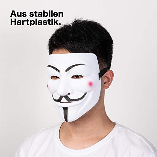 TK Gruppe Timo Klingler Vendetta Maske als Kostüm Accessoire für Damen & Herren, Kinder & Erwachsene an Anonymous Halloween & Fasching & Karneval