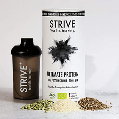 ULTIMATE PROTEIN 100% BIO Vegan: 1 Kg Pflanzliches Bio-Proteinpulver aus gesprosstem Reis, Erbse und Hanf - Frei von Aromen und Süßungsmitteln aus Liebe zum Bizeps - Veganes Eiweiß-Pulver DE-ÖKO-039