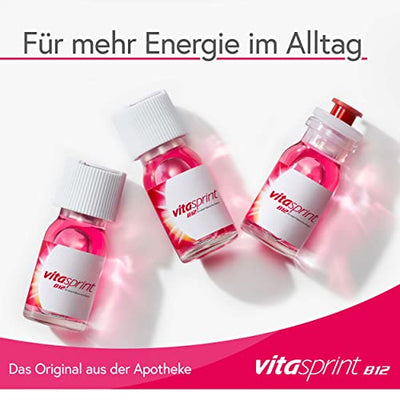 Vitasprint B12 Trinkfläschchen – Arzneimittel mit hochdosiertem Vitamin B12 und Eiweißbausteinen für geistige und körperliche Energie – 1 x 30 Trinkfläschchen