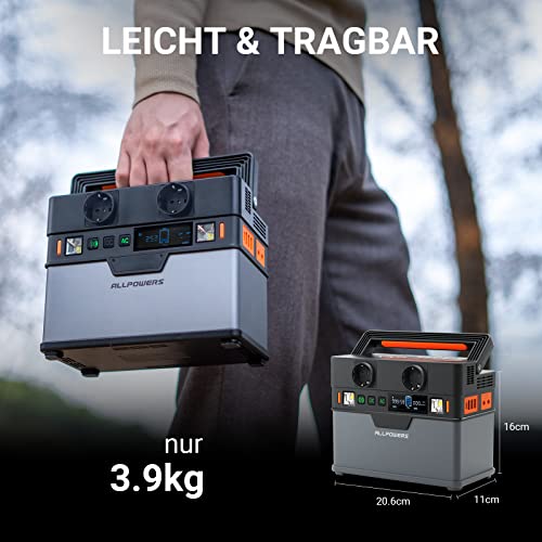 ALLPOWERS S300 Tragbarer Powerstation 288Wh / 78000mAh Mobile Stromversorgung Generatoren 300W Batterie Mobiler Stromspeicher Akku Generator für Garten Party Reise Camping Wohnmobil Notfall