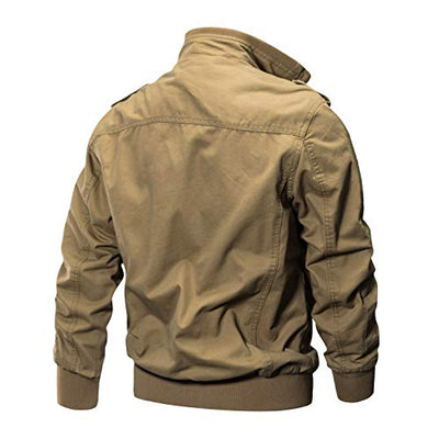 KEFITEVD Jacke Herren Frühling Herbst Herrenjacke Bundeswehr Jacke Bomberjacke Männer Jagdjacke Bomber Blouson Herren Motorradjacke Übergangsjacke Kurz Mantel Khaki L