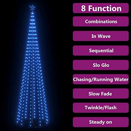 vidaXL Weihnachtsbaum Weihnachtskegelbaum Lichterbaum Innen Außen Weihnachtsdeko Beleuchtung Lichterkette Blau 400 LEDs Dekoration 100x360cm