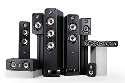 Polk Audio Signature Elite ES50 hochauflösender HiFi Standlautsprecher fürs Heimkino, Hi-Res zertifiziert, kompatibel mit Dolby Atmos und DTS:X (Stück), Schwarz