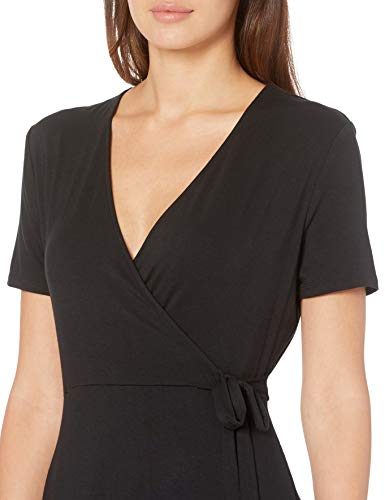 Amazon Essentials Damen Kleid In Wickeloptik mit Kappenärmeln, Schwarz, M