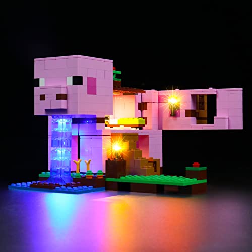 Led Licht Set für Lego 21170 Minecraft Das Schweinehaus Bauset (Nur DIY-Beleuchtungsset, kein Lego, BrickBling Dekorations Beleuchtungs Set für Minecraft Lego Kreatives Spielzeuglicht