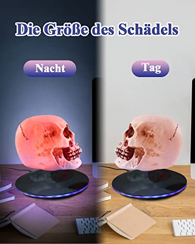 JOWHOL Schwimmender Schädel Schwebender Schädel Magnetschwebender Schädel mit LED-Licht Schwebender Schädel Autorotierender MagnetschwebeSchädel Cooles Tech-Geschenk für Home Schreibtischdekoration…