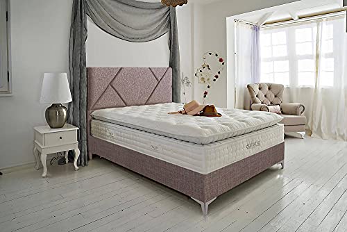 Golden Gate Boxspringbett mit Bettkasten 180x210 Luxus Bett Grafity Gewebe Anthrazit Grau I Doppelbett mit Matratze I Amerikanisches Bett King 7 Zonen Tonnentaschenfederkern Boxspring Schlafsysteme