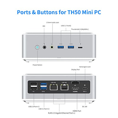 Mini PC Windows 11 Pro with Intel Core i5-11320H Desktop PC MINISFORUM DeskMini TH50 16GB RAM 512G PCle SSD Mini Computer, Triple HDMI/Thunderbolt 4 / Display Video Output, Dual LAN 2.5G Micro PC